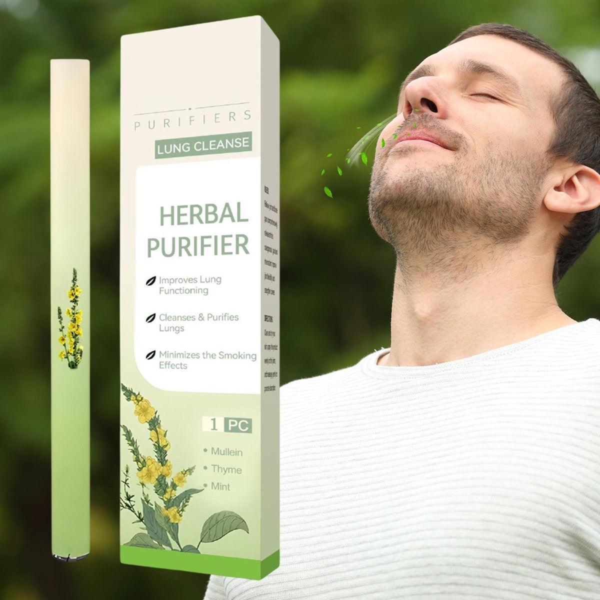 Lung Cleanse Inhaler Herbal Purifier With Mullein Thyme Mint For Lung Health