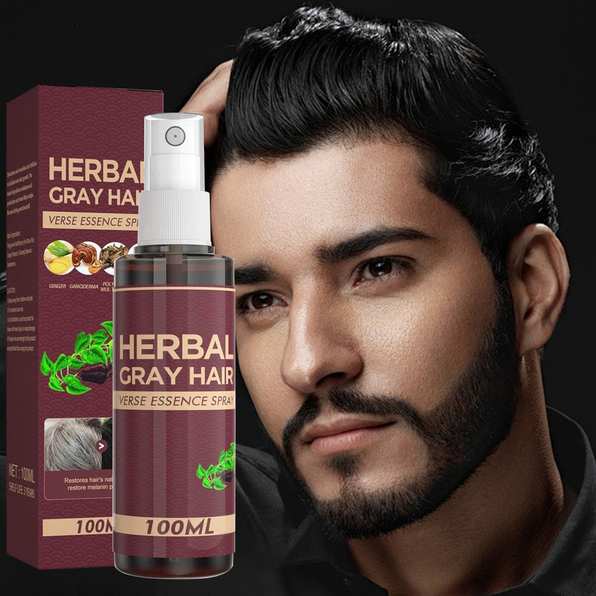 100ml Herbal Gray Hair Reverse Essence Spray Restore Black Hair Serum Oil