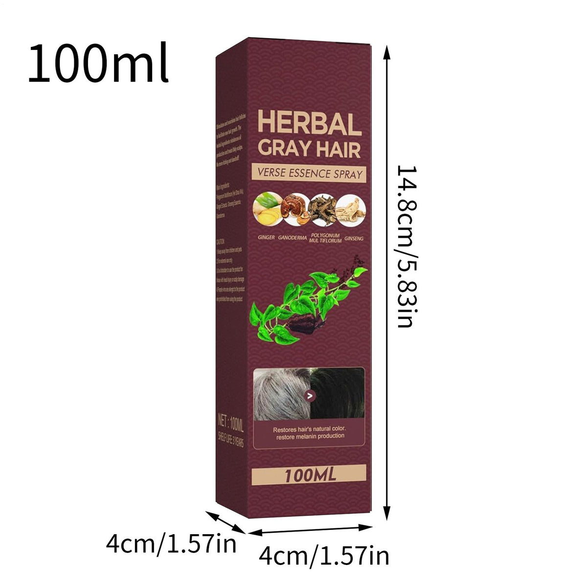 Anti-Gray Hair Growth Serum - 100ml Herbal Spray to Reverse & Prevent White Hair
