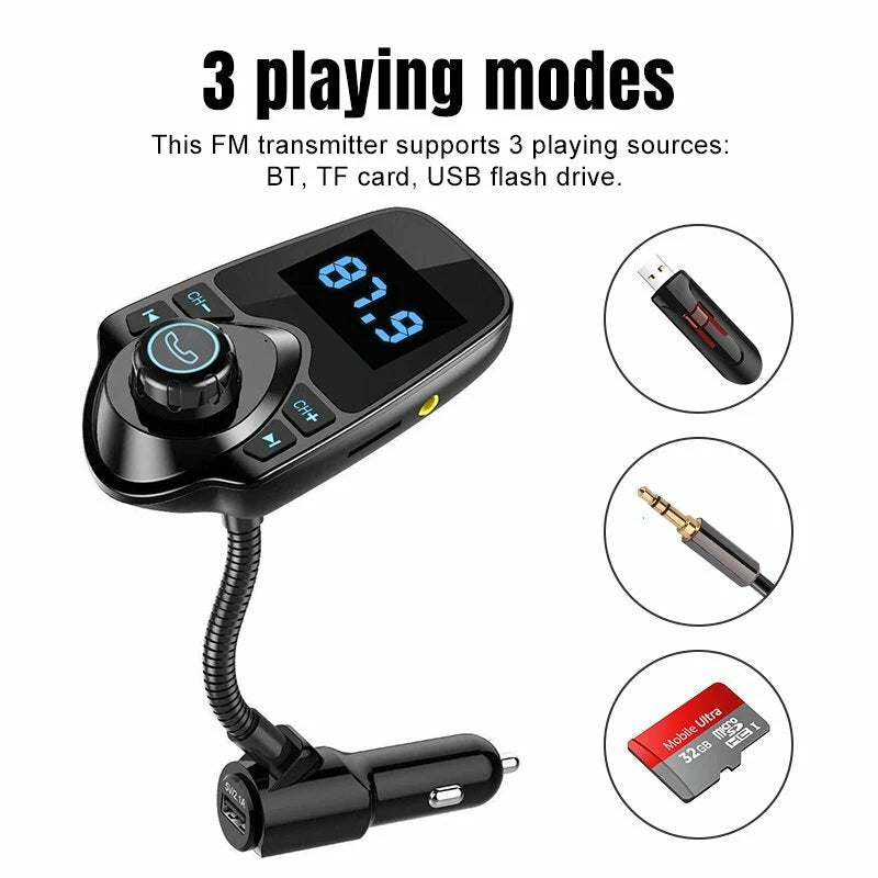 Bluetooth Cigarette Lighter USB Wireless FM Transmitter MP3 Radio Car Charger