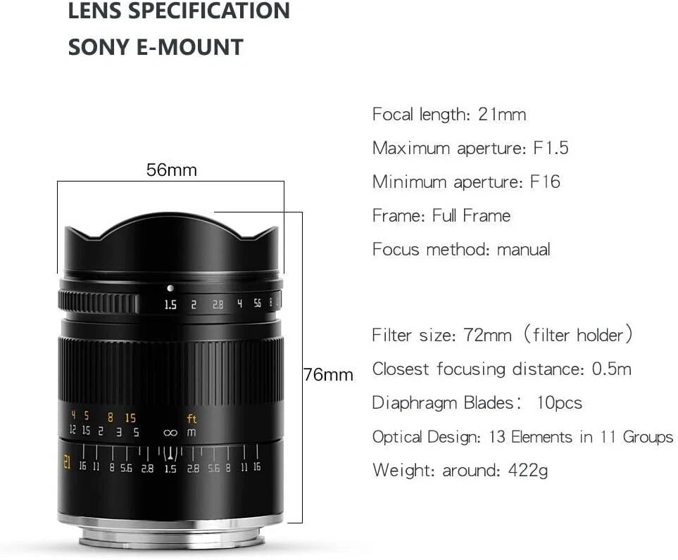 TTArtisan 21mm F1.5 Full Fame ASPH Wide Angle Lens for Leica M-Mount Cameras