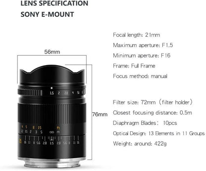 TTArtisan 21mm F1.5 Full Fame ASPH Wide Angle Lens for Leica M-Mount Cameras