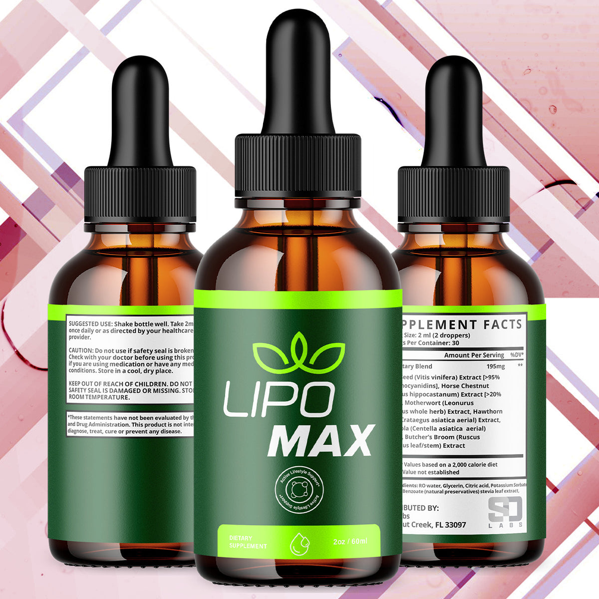 5 Pack Lipo Max Drops Advanced Formula Health & Fitness Supplement 180 Serving