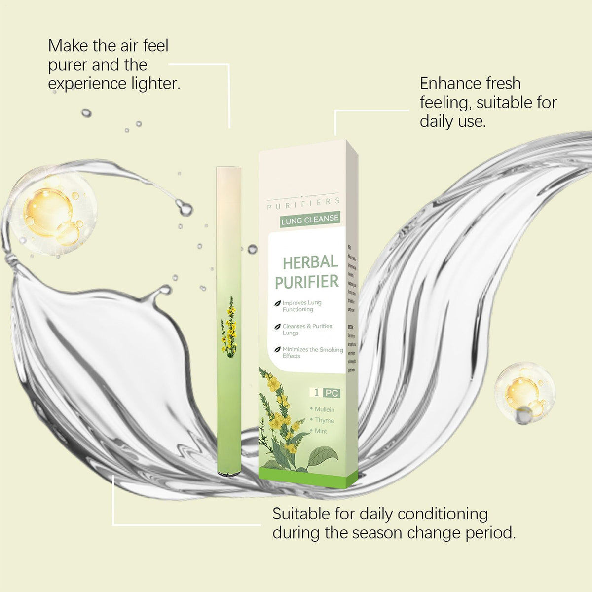 Lung Cleanse Inhaler Herbal Purifier With Mullein Thyme Mint For Lung Health