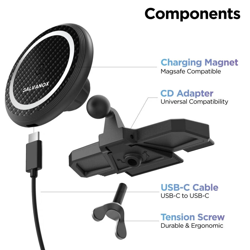 CD Phone Holder for Car Magnetic MagSafe Charger iPhone Mount w/ CD Player Slot