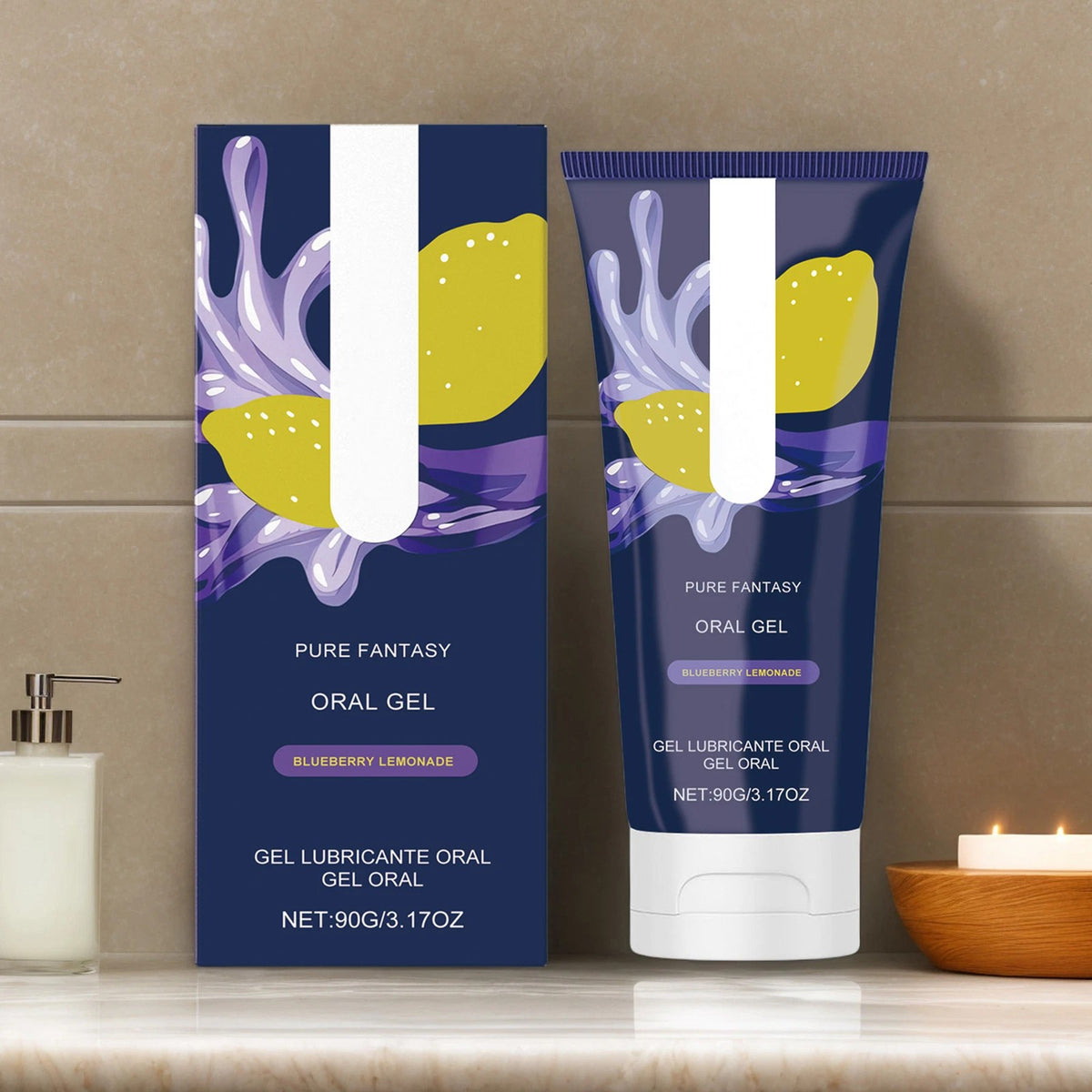 1-3pack Pure Romance- GREAT HEAD- Oral Gel- Blueberry Lemonade- Relax Gag Reflex