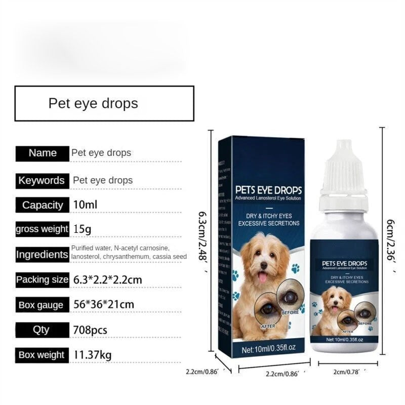 Broad-Spectrum Pet Eye Drops Treats Bacterial Viral Fungal Infections for Dogs