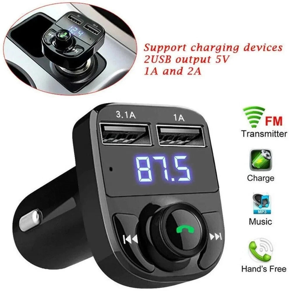 Bluetooth 5.0 Wireless FM Transmitter Adapter 2 USB PD Car Charger AUX Handsfree