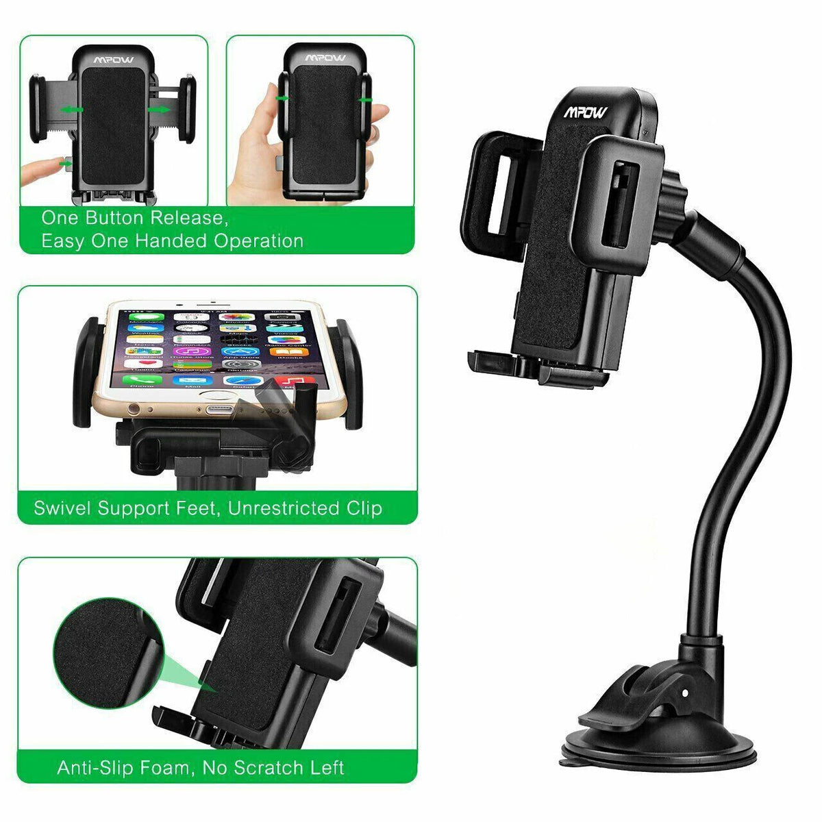 Car Windshield Mount Cradle Holder Stand GPS for Cell Phone Universal 360°