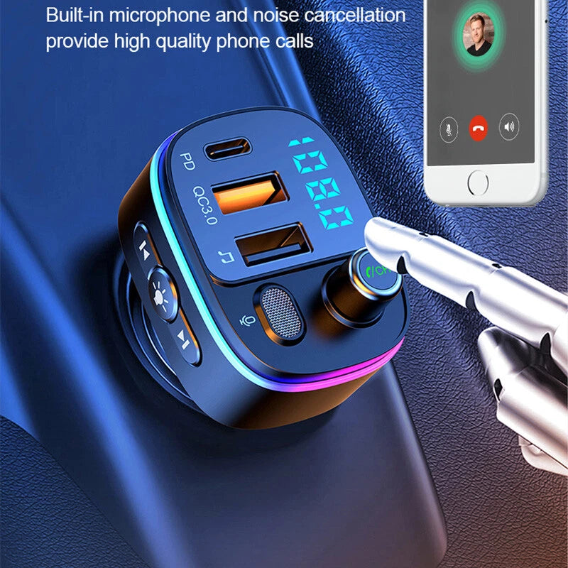 Car Cigar Plug Bluetooth FM Transmitter MP3 Player Radio Adapter Kit USB Charger