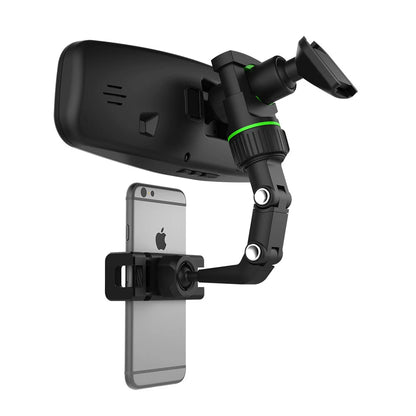 360° Car Rearview Mirror Rotation Adjustable Phone Holder Mount Multifunction