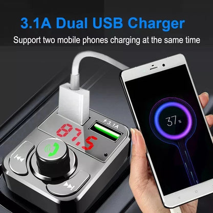 Bluetooth 5.0 Wireless FM Transmitter Adapter 2 USB PD Car Charger AUX Handsfree