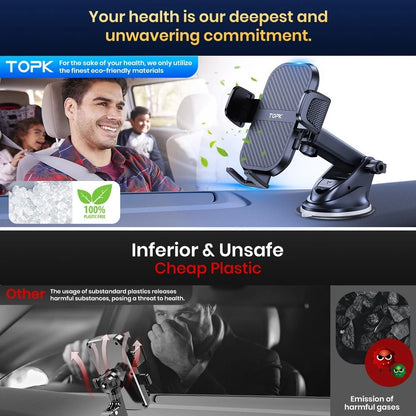 TOPK Car Phone Mount 3 in 1 Phone Holder for Car Dashboard/Windscreen/Air Vent