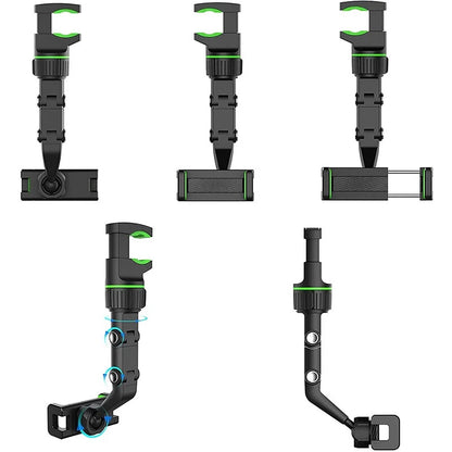 360° Car Rearview Mirror Rotation Adjustable Phone Holder Mount Multifunction