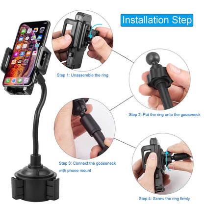 Car Mount Adjustable Gooseneck Cup Holder Stand Cradle Universal Cell Phone US