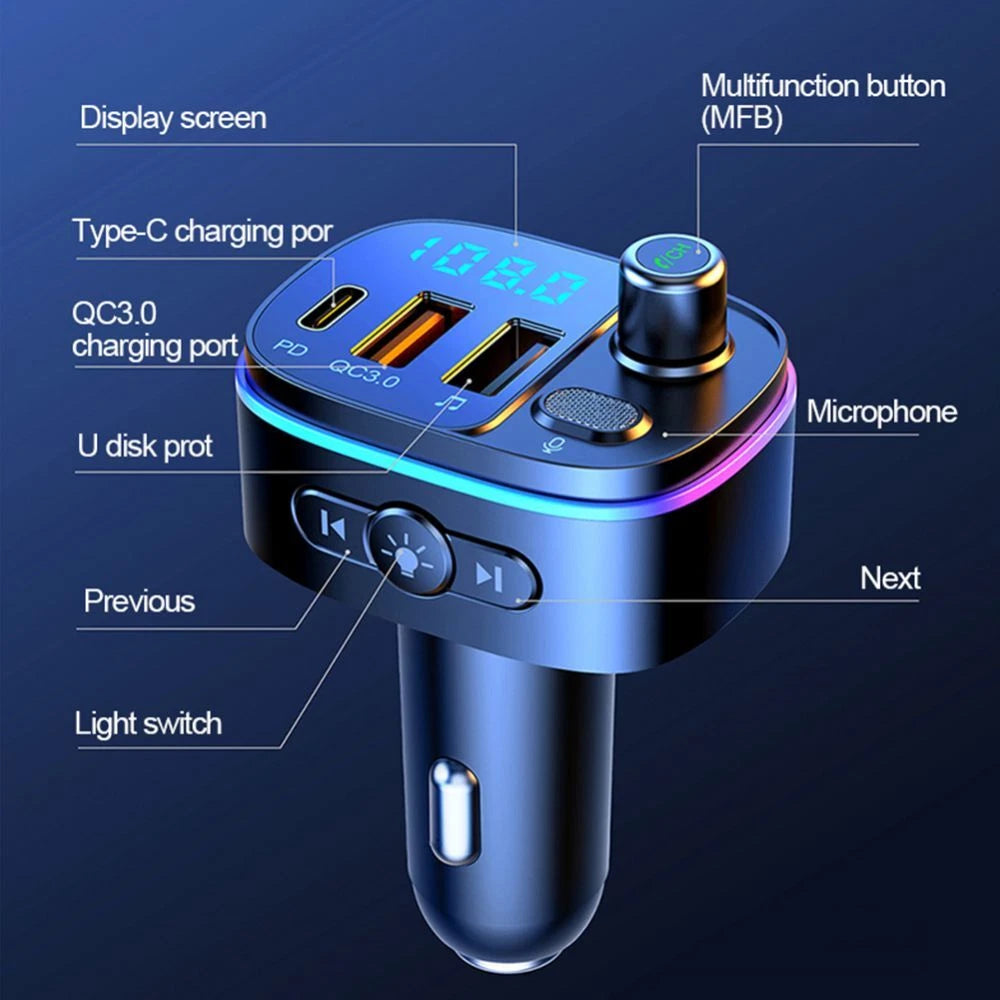 Car Cigar Plug Bluetooth FM Transmitter MP3 Player Radio Adapter Kit USB Charger