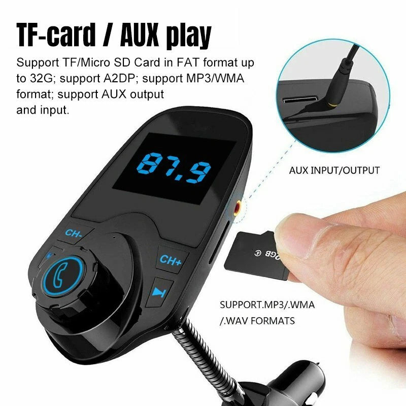 Bluetooth Cigarette Lighter USB Wireless FM Transmitter MP3 Radio Car Charger