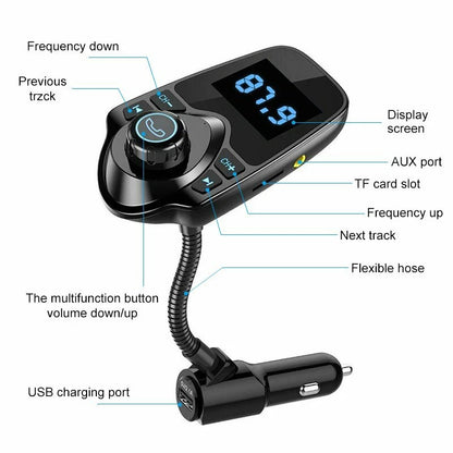 Bluetooth Cigarette Lighter USB Wireless FM Transmitter MP3 Radio Car Charger