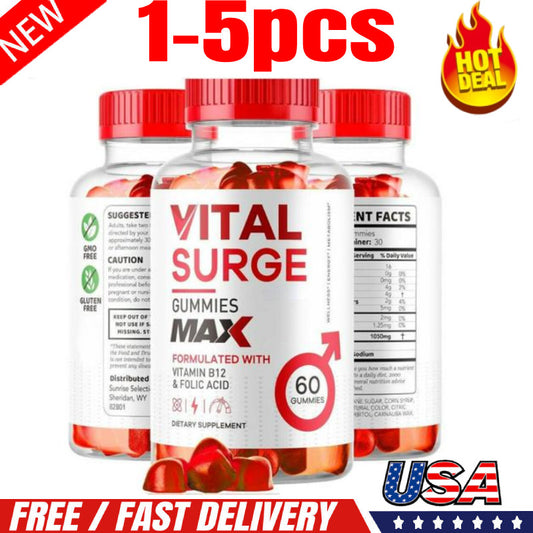 1-5pack Vital Surge Male Gummies, Vital Surge Testo Support Gummys Performance