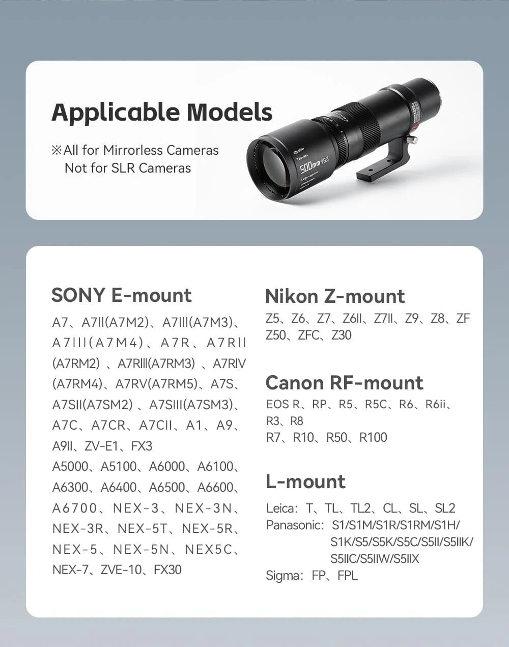 TTArtisan 500mm F/6.3 Supertelephoto Lens Manual Focus Full Frame Lenses