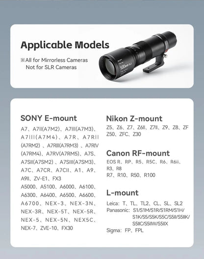 TTArtisan 500mm F/6.3 Supertelephoto Lens Manual Focus Full Frame Lenses