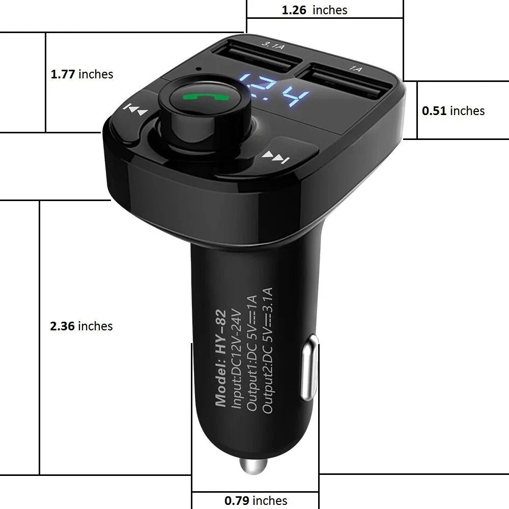 Bluetooth 5.0 Wireless FM Transmitter Adapter 2 USB PD Car Charger AUX Handsfree