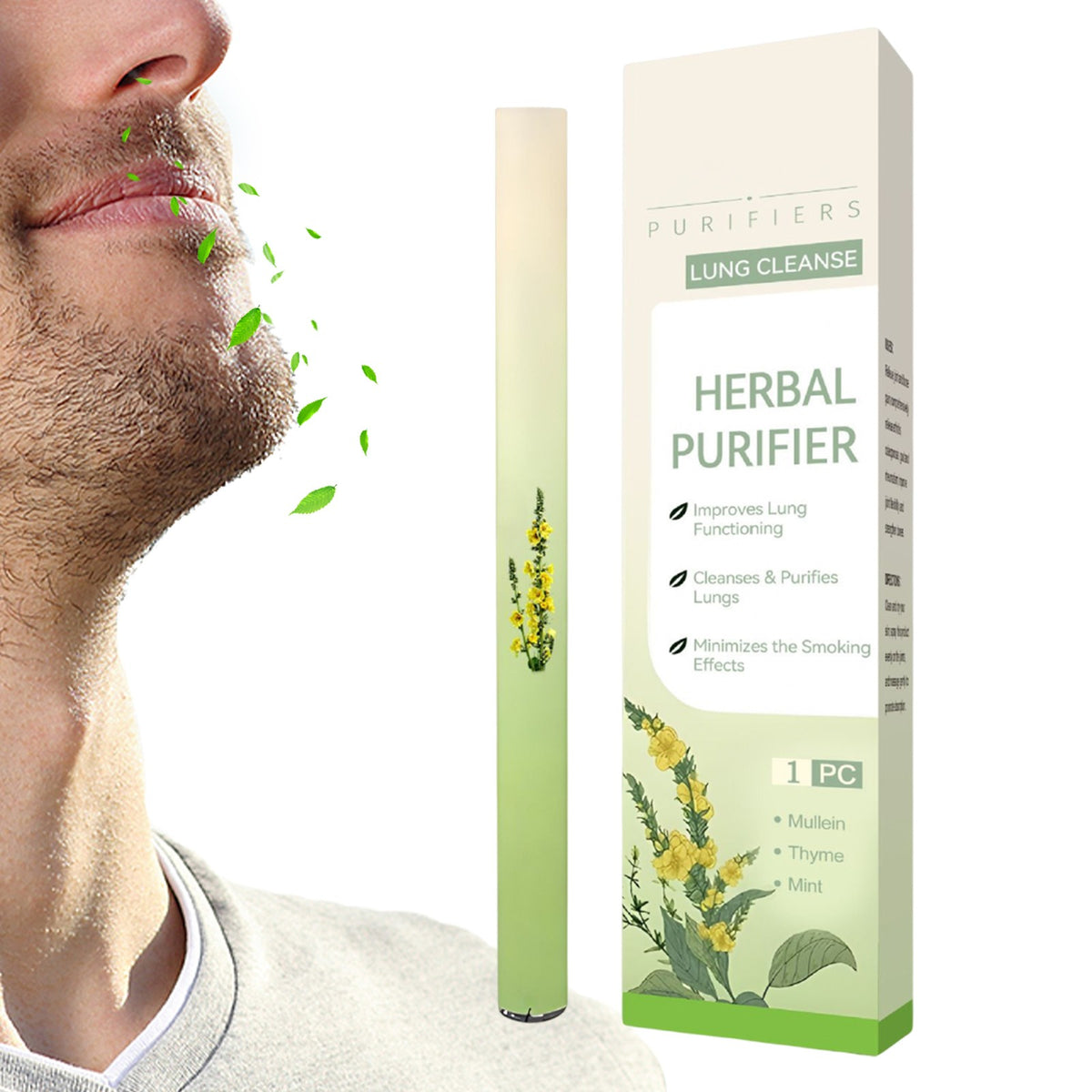 Lung Cleanse Inhaler Herbal Purifier With Mullein Thyme Mint For Lung Health