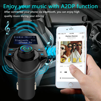 Car Cigar Plug Bluetooth FM Transmitter Radio MP3 Player Adapter Kit USB Charger
