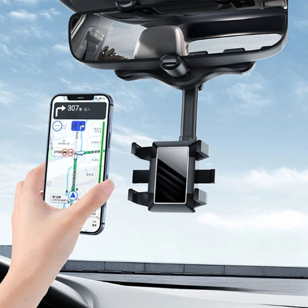 360° Car Phone Holder Rotatable And Retractable Rearview Mirror Mount Universal