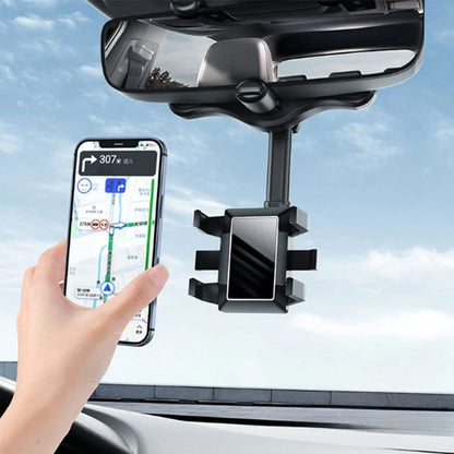 360° Car Phone Holder Rotatable And Retractable Rearview Mirror Mount Universal