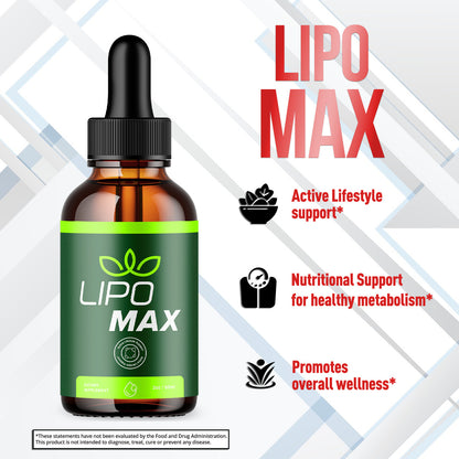5 Pack Lipo Max Drops Advanced Formula Health & Fitness Supplement 180 Serving