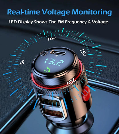 Car Bluetooth FM Transmitter PD 45W Car Charger Power Adapter Cigarette Lighter