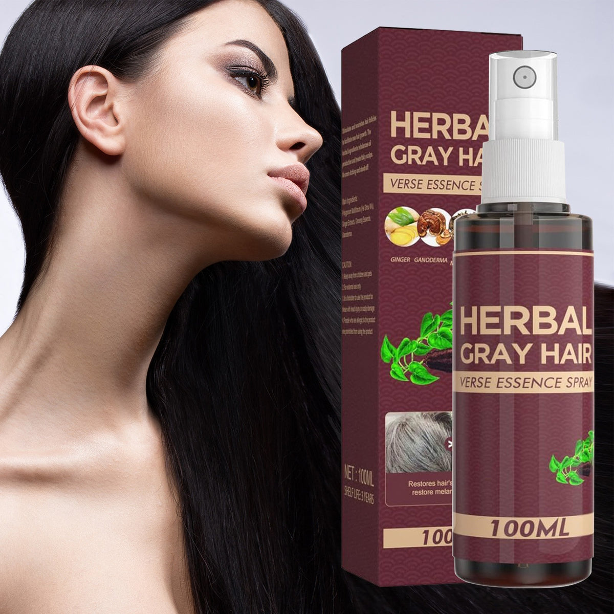 100ml Herbal Gray Hair Reverse Essence Spray Restore Black Hair Serum Oil
