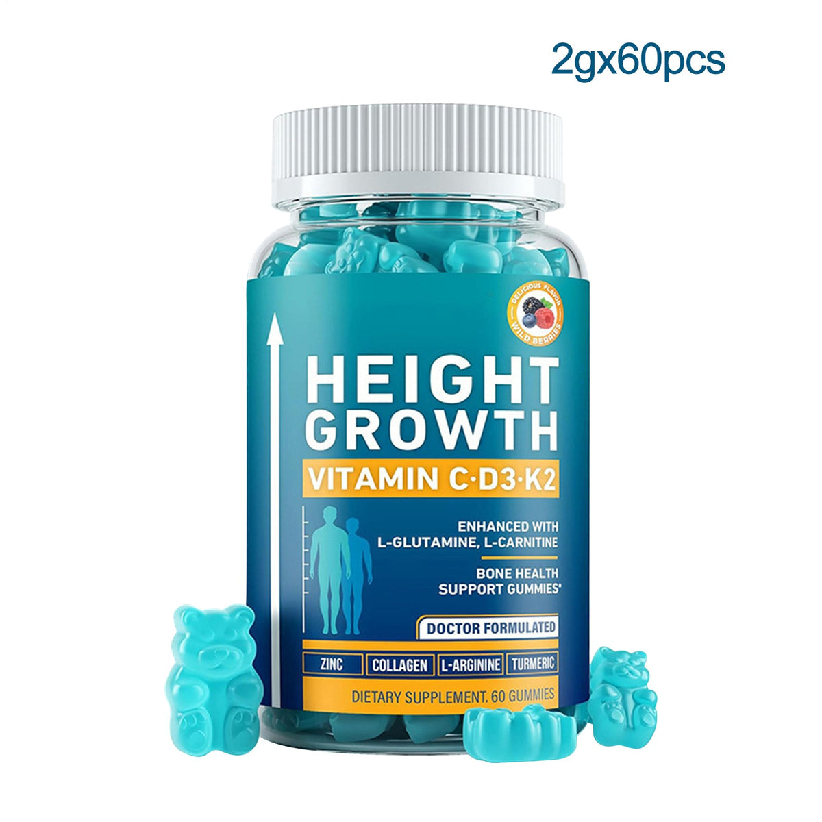 60*Height Growth Gummies for Kids - Growth Vitamins for Teens Height Increase
