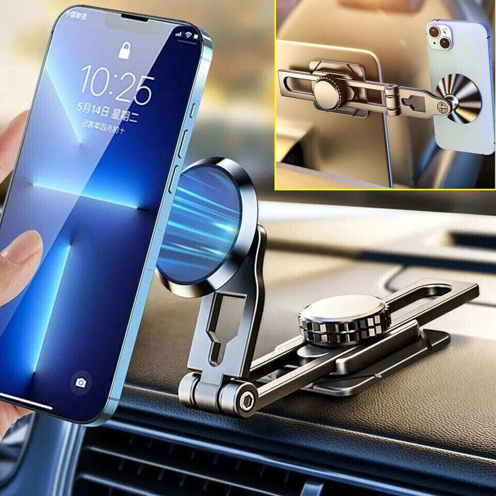 360° Rotation Magnetic Phone Holder Foldable Car Mount Stand Dashboard Universal