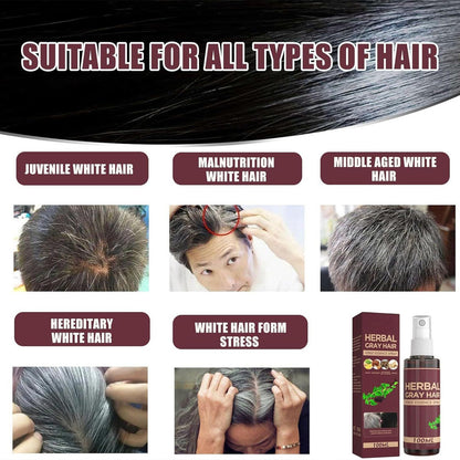 100ml Herbal Gray Hair Reverse Spray - Natural Black Hair Restoration Treatment