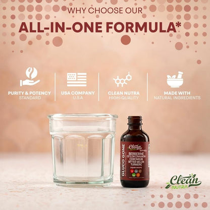 Clean Nutra Berberine with Ceylon Cinnamon Supplement Liquid Drops