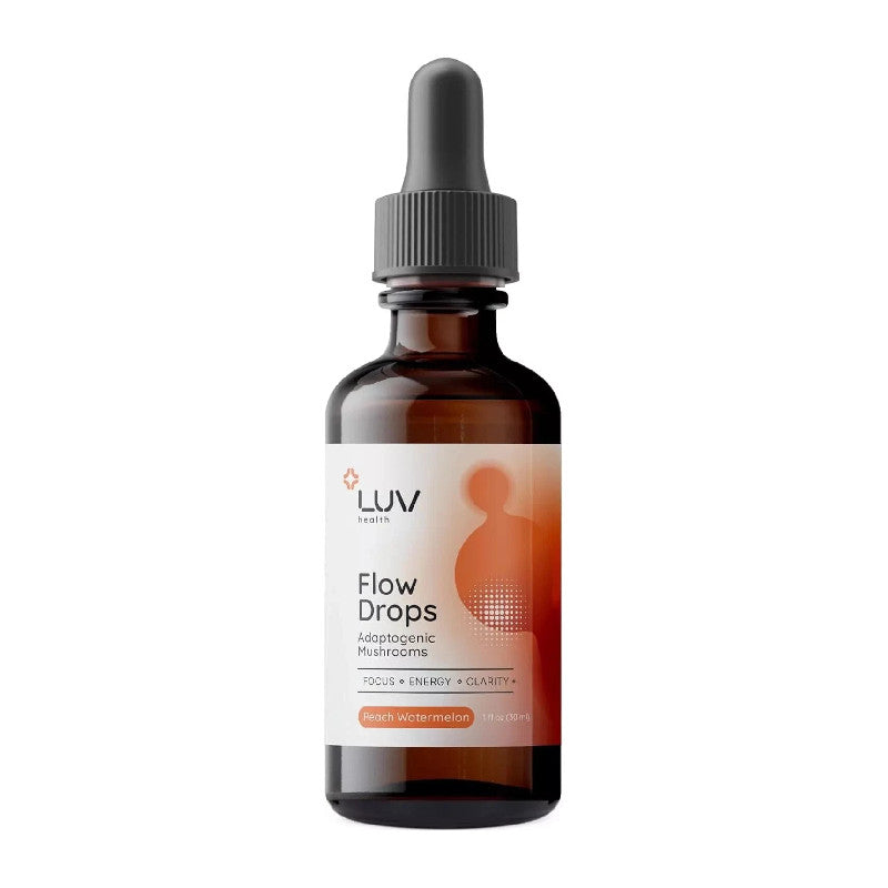 LUV Health Flow Drops - Adaptogen Mushroom Blend - Peach Watermelon Flavor - 1oz