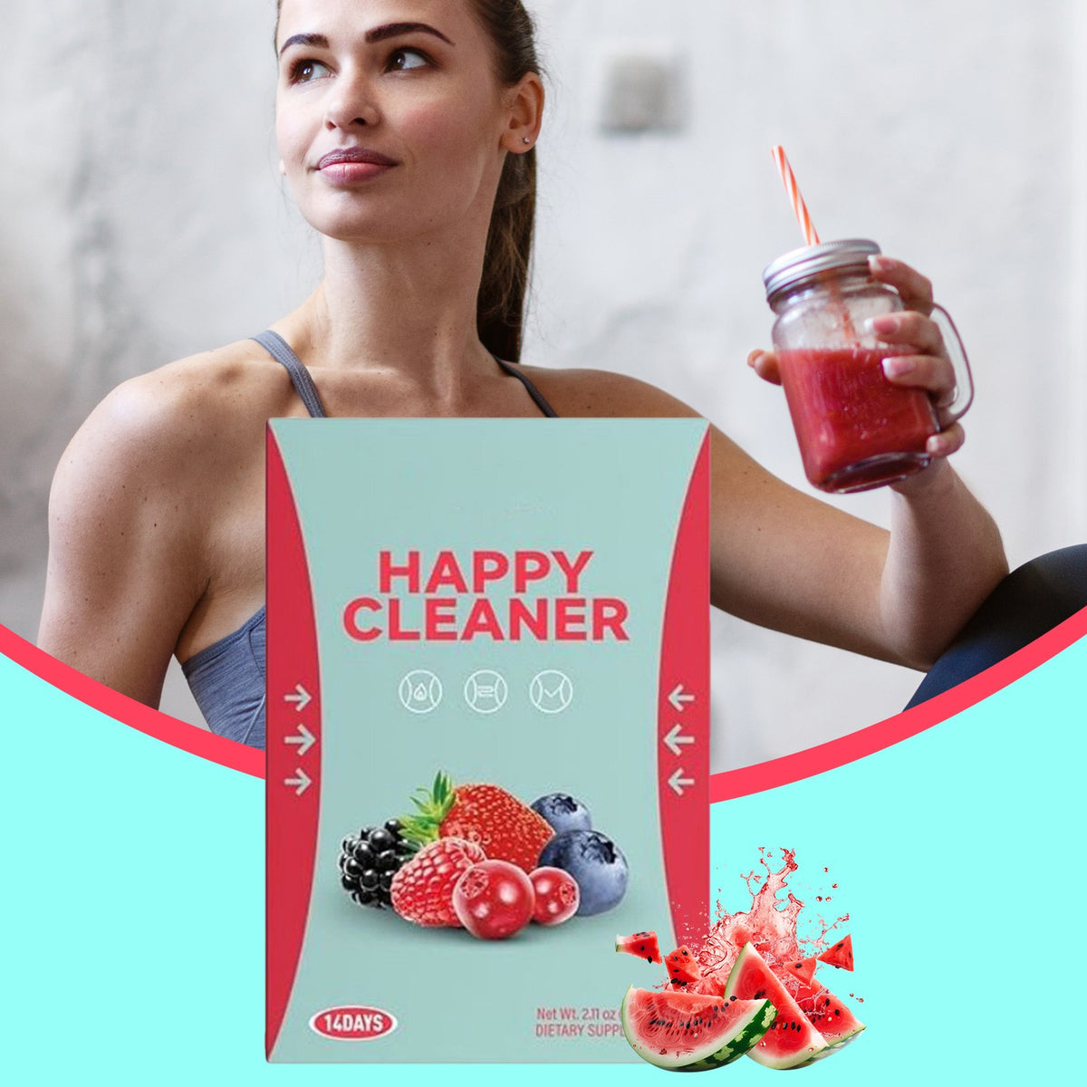 Watermelon Berry Superfoods Happy Cleaner Probiotic Powder, Natural Antioxidant