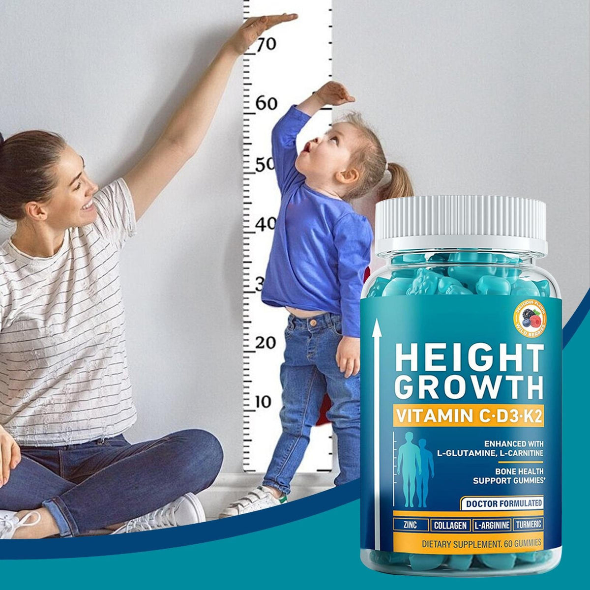 60*Height Growth Gummies for Kids - Growth Vitamins for Teens Height Increase