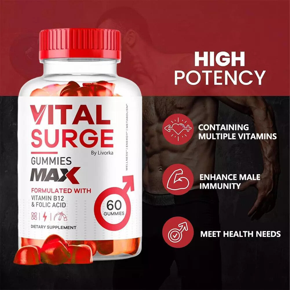 1-5pack Vital Surge Male Gummies, Vital Surge Testo Support Gummys Performance