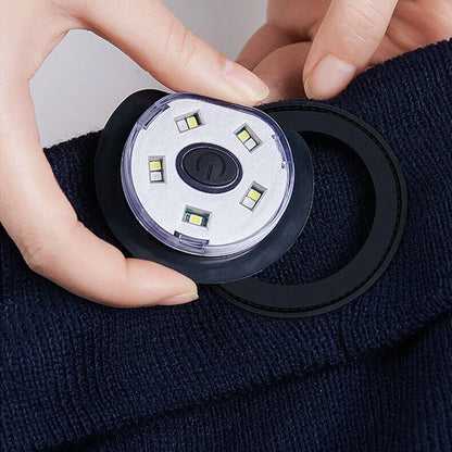 Bluetooth Beanie Hat with Light, Unisex USB Rechargeable 4 LED Headlamp Cap with