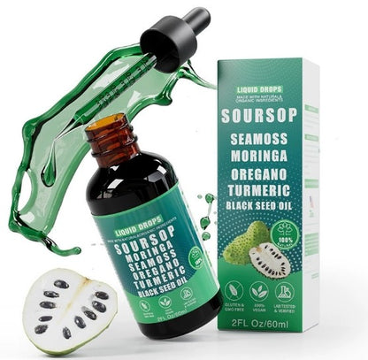Soursop Bitters Liquid Drops with Turmeric Black Seed Support Sea Moss Moringa