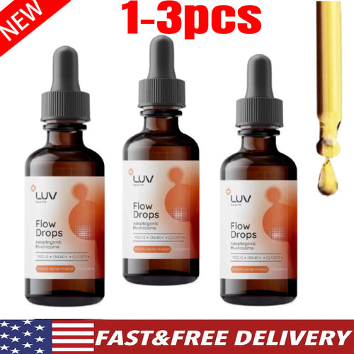 LUV Health Flow Drops - Adaptogen Mushroom Blend - Peach Watermelon Flavor - 1oz