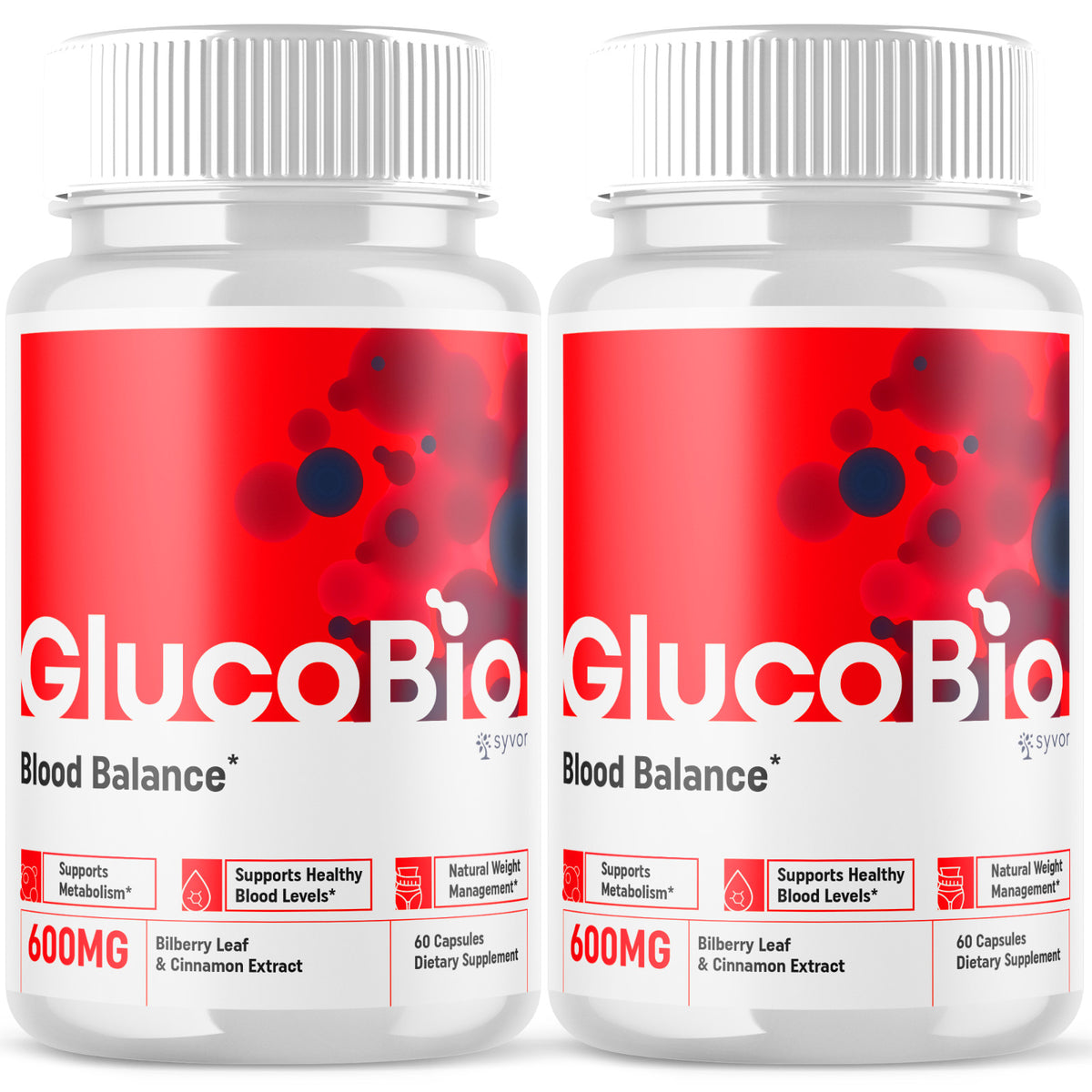 (3 Pack) Gluco Bio Blood Sugar Balance Pills, GlucoBio Heart Health 120 Capsules
