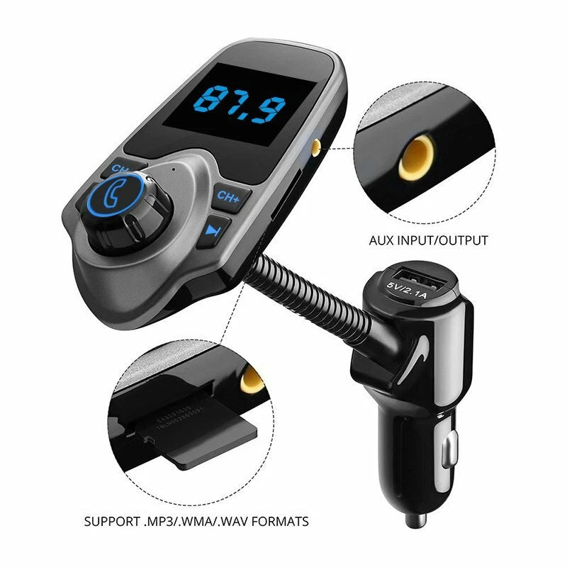 Bluetooth Cigarette Lighter USB Wireless FM Transmitter MP3 Radio Car Charger