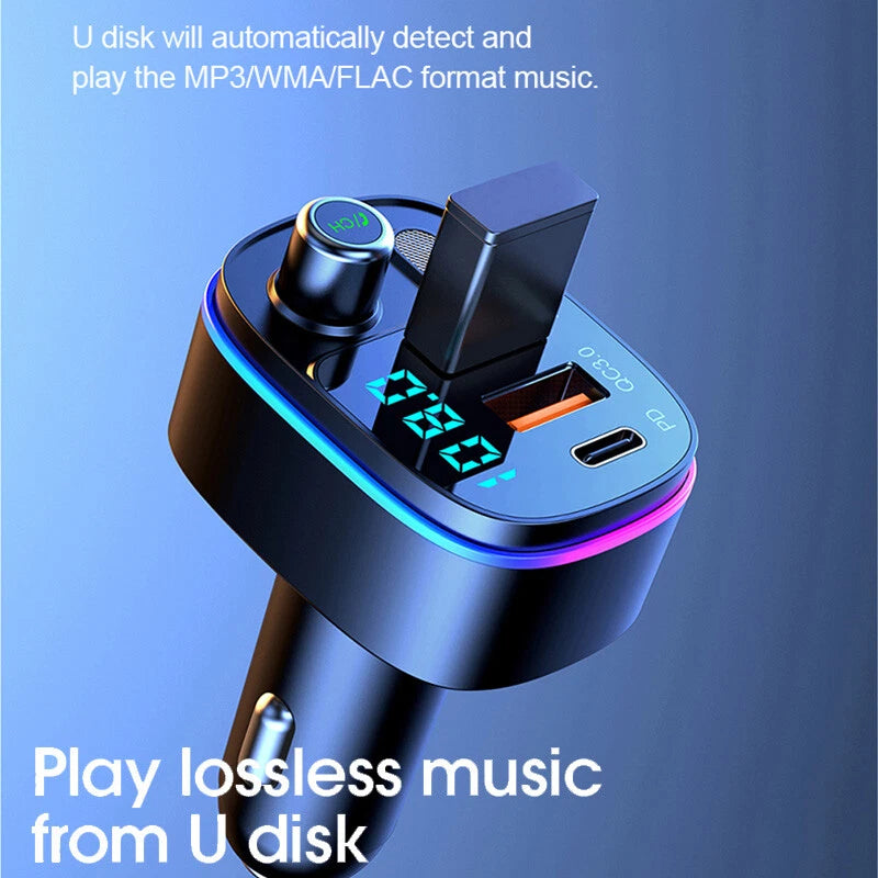 Car Cigar Plug Bluetooth FM Transmitter MP3 Player Radio Adapter Kit USB Charger