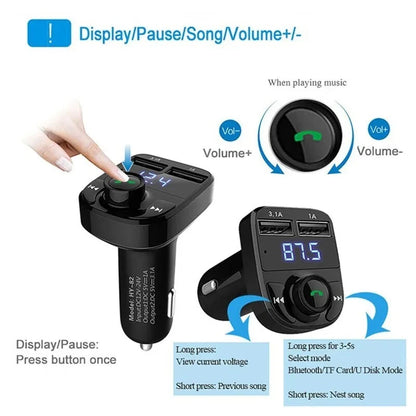 Bluetooth 5.0 Wireless FM Transmitter Adapter 2 USB PD Car Charger AUX Handsfree