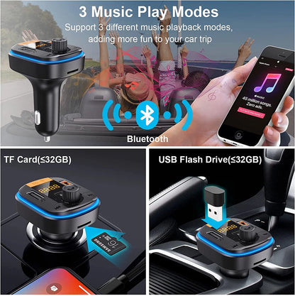 Bluetooth FM Transmitter for Car - BAISHUN Bluetooth Car Adapter PD20W+QC3.0 Cig