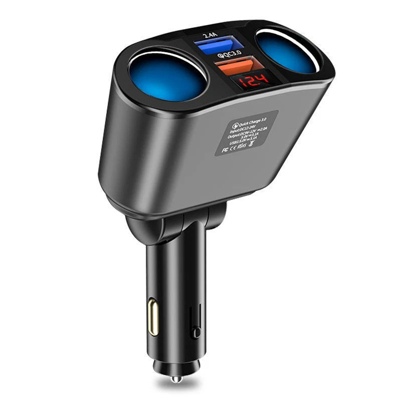 USB Car Charger Bluetooth Splitter Cigarette Lighter Fast Charge Switch Adapter